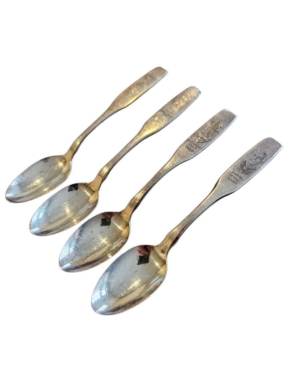 Set of 4 Oneida Ltd Silversmiths Canada Centennial Spoons 1967 – 4.5”...